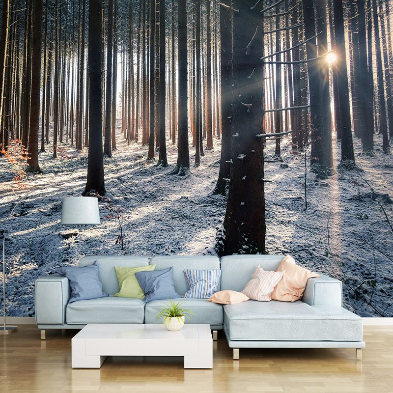 Vivid Photography Style Forest Mural Wallpaper Mildew Resistant for Living Room