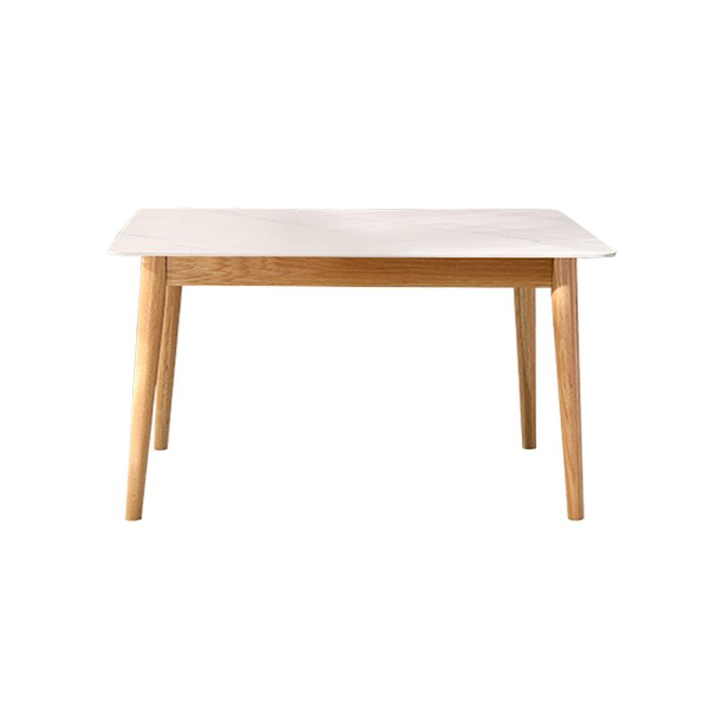 Mesa rectangular blanca contemporánea, mesa de comedor estándar de piedra sinterizada para cocina