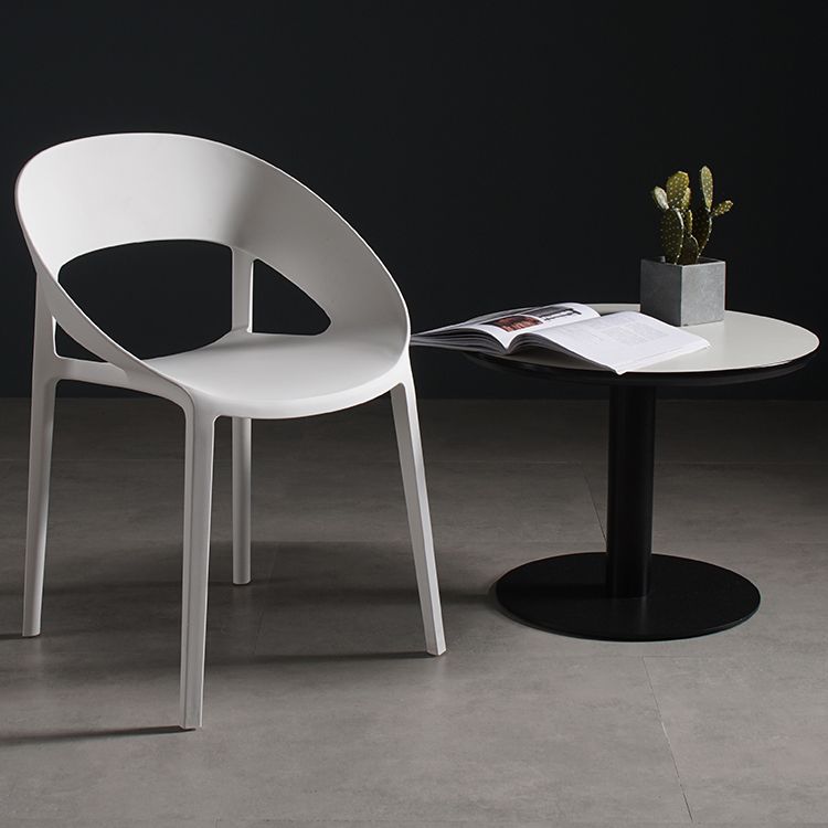 Plástico de estilo minimalista que cena la parte posterior abierta de la silla sin brazos que cena la silla lateral