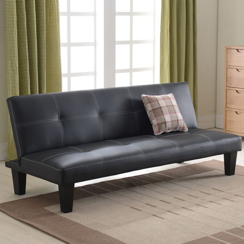 Modern Biscuit Back Faux Leather Sofa with Foldable and Wear-resisting