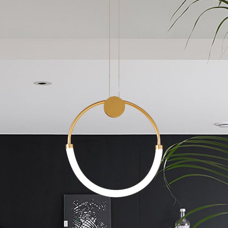 Acrylic Circular Chandelier Lamp Nordic 1/3 Bulbs Gold Pendant Lighting Fixture in Warm/White Light
