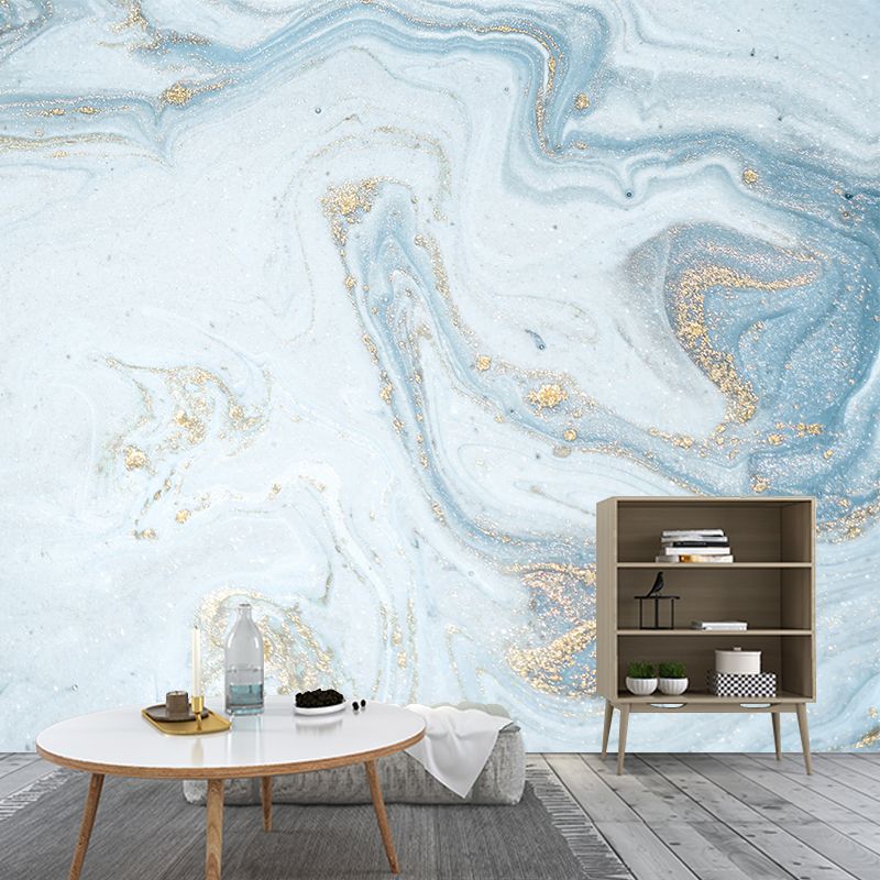 Big Sequin Waves Mural Wallpaper Light-Blue Non-Woven Wall Decor, Waterproof, Custom Size