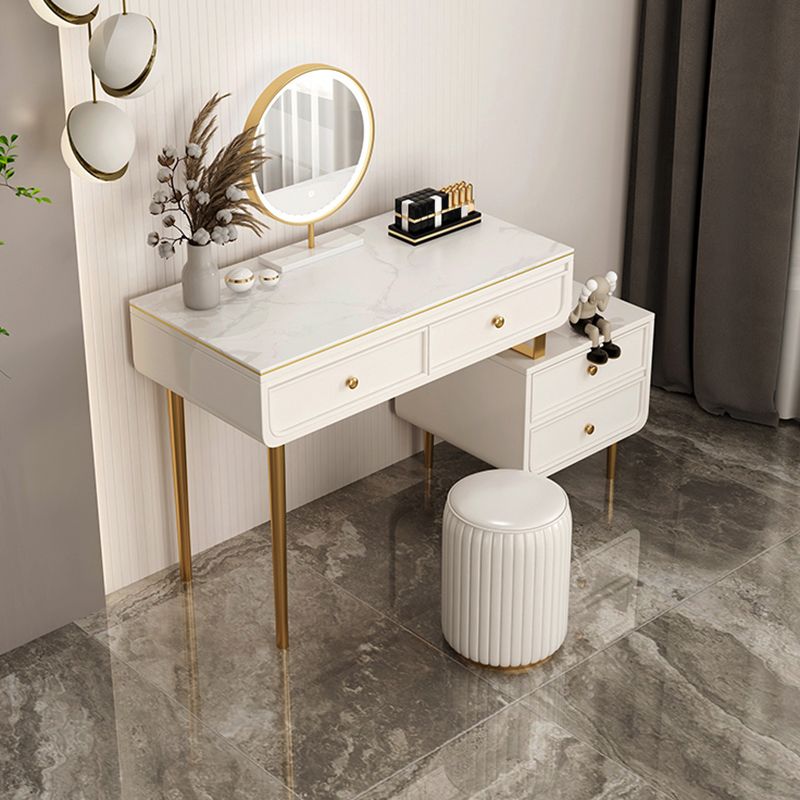 Glam Slate Top Make-up Vanity 4 Drawer Vanity Desk for Bedroom