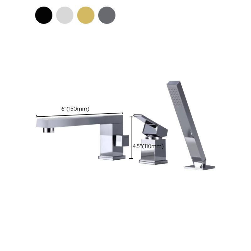 Deck Mounted Copper Roman Tub Faucet Low Arc Waterfall Roman Tub Faucet Set