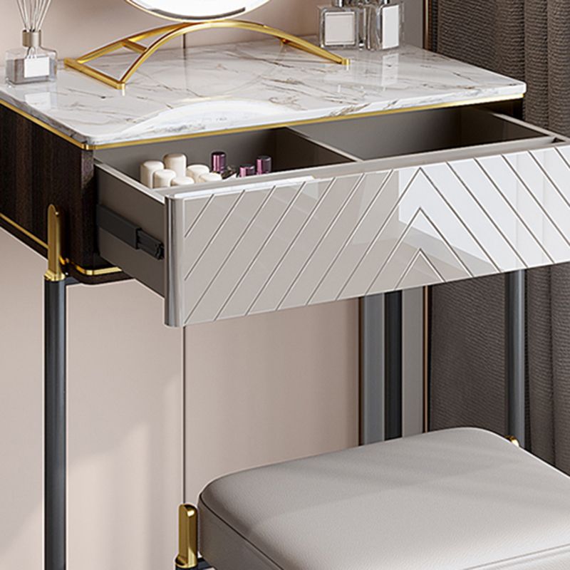 30" High Vanity Set with Stool 1-Drawer Stone Makeup Dressing Table