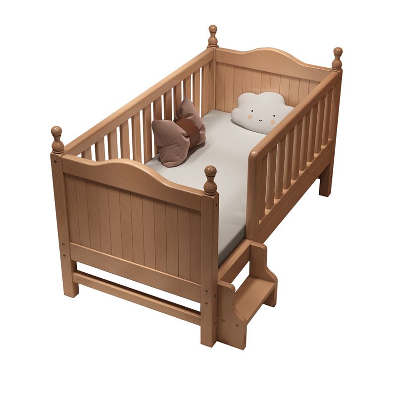 Contemporary Solid Wood Nursery Bed Washed Natural with Guardrail