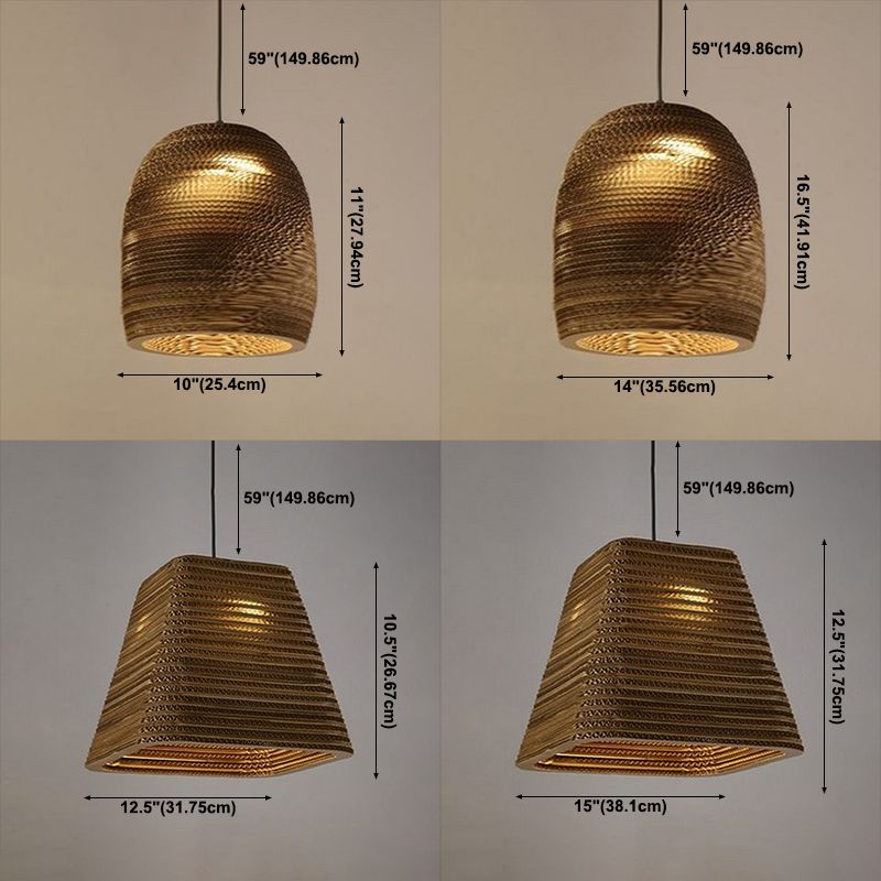 Southeast Asian Style Ceiling Light Honeycomb Cardboard Geometry Pendant Lamp for Bedroom