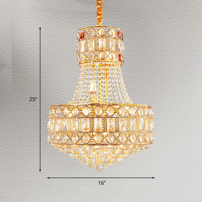 Barockimperium Kronleuchter 5 Lichter Kristallhängung Beleuchtung in Gold für Wohnzimmer