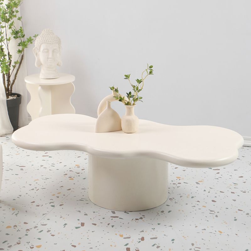 1 White Coffee Table Solid Wood Round Coffee Table Minimalist