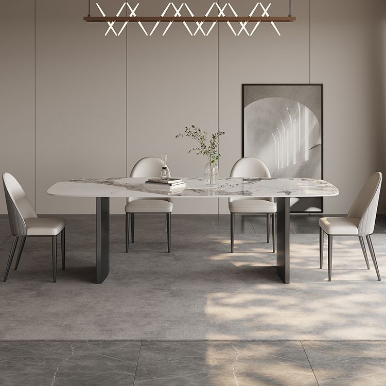 Stone Top Modern Dining Table Set 1/4/5/6 Pcs Dining Set with Padded Chairs