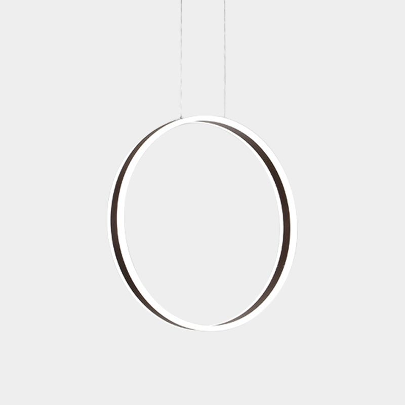 Modernist Ring Hanging Light Kit Acrylic Dining Room LED Ceiling Pendant Lamp in Coffee, 16"/23.5" Dia