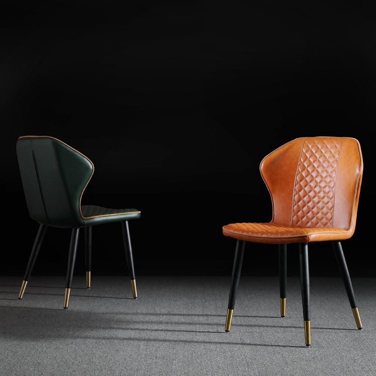 Silla lateral escandinava interior Silla de comedor tapizada de metal con respaldo