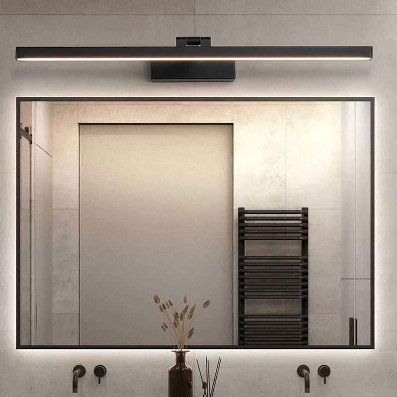 Modern Black Linear Wall Mount Light Fixture Metal 1-Light Wall Lamp for Bathroom