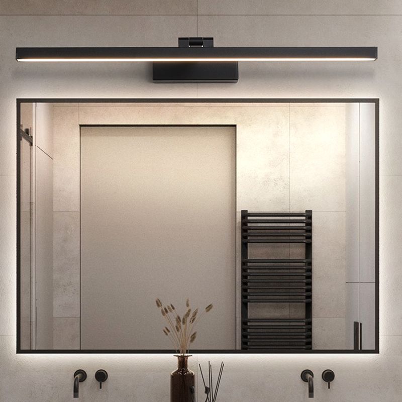 Moderna lampada da monte a parete lineare nero lampada da parete in metallo a 1 luce per bagno