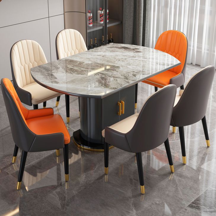 Glam gesinterde stenen tafel ronde vorm standaard eettafel voor keuken
