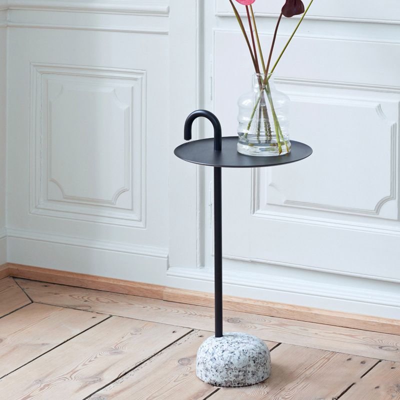 Mid-Century Metal Round Top Side Table 27" Tall Pedestal End Table