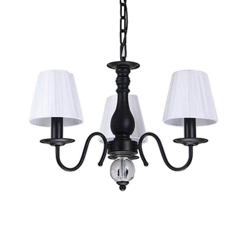 Lampadario a pendente del soggiorno conico Tessuto tradizionale in tessuto 3/5/6 Luci Bianco.