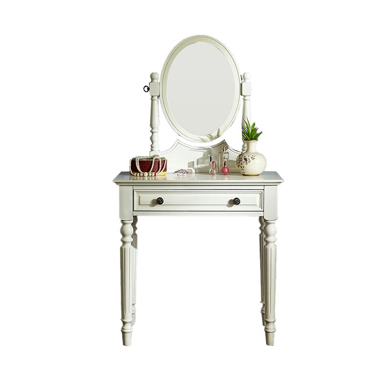 Oak Vanity Set Make-up 15.74" Wide Vanity with Drawer and Mirror