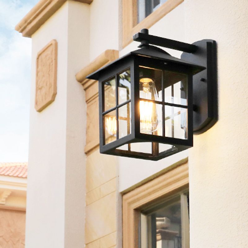 Schmiedeeisen-Wandlampenlampe Industriedach 1-Licht-Lampenlampe für Garten