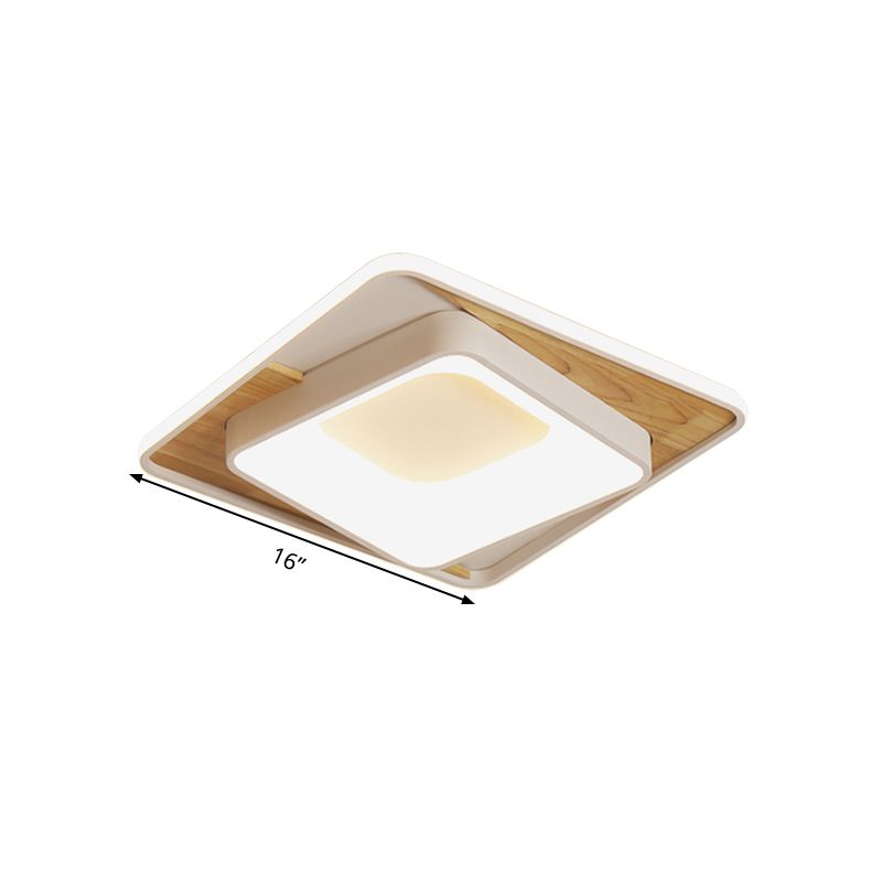 Acryl vierkante inbouwverlichting, eenvoudige stijl witte 16"/19,5" brede LED-plafondlamp