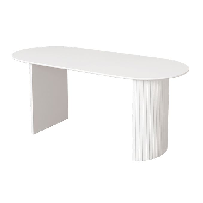 Contemporary Oval Dining Table Pine Solid Wood Table with Double Pedestal for Dining Room