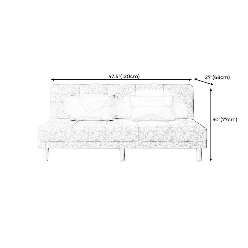 Armless Tight Back Bed Settee Cotton Blend and Faux Leather Sofa Bed