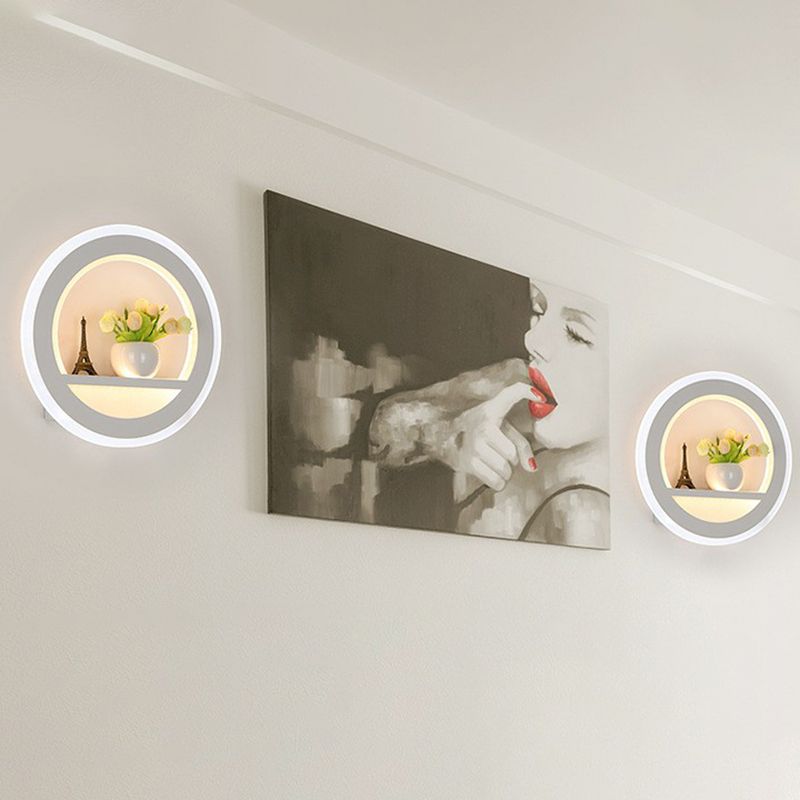 Minimalistische cirkelvormige muur SCRYL Licht Acryl LEDE ROOM LED WANDEL MUSTEN LICHTING IN WIT