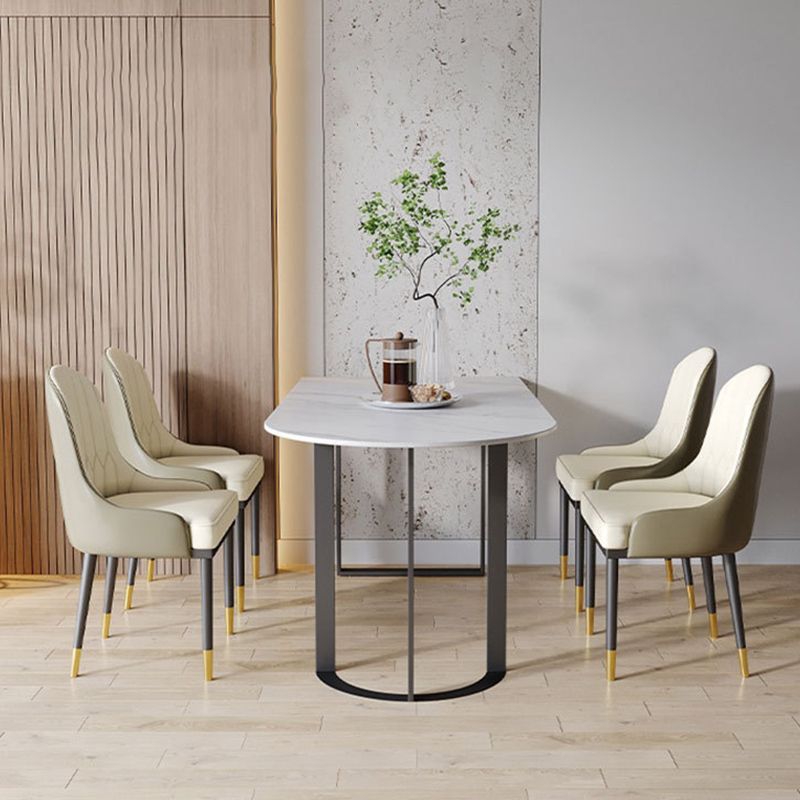 Free Form Sintered Stone Top Table for Restaurant Luxury Dining Table with Double Pedestal