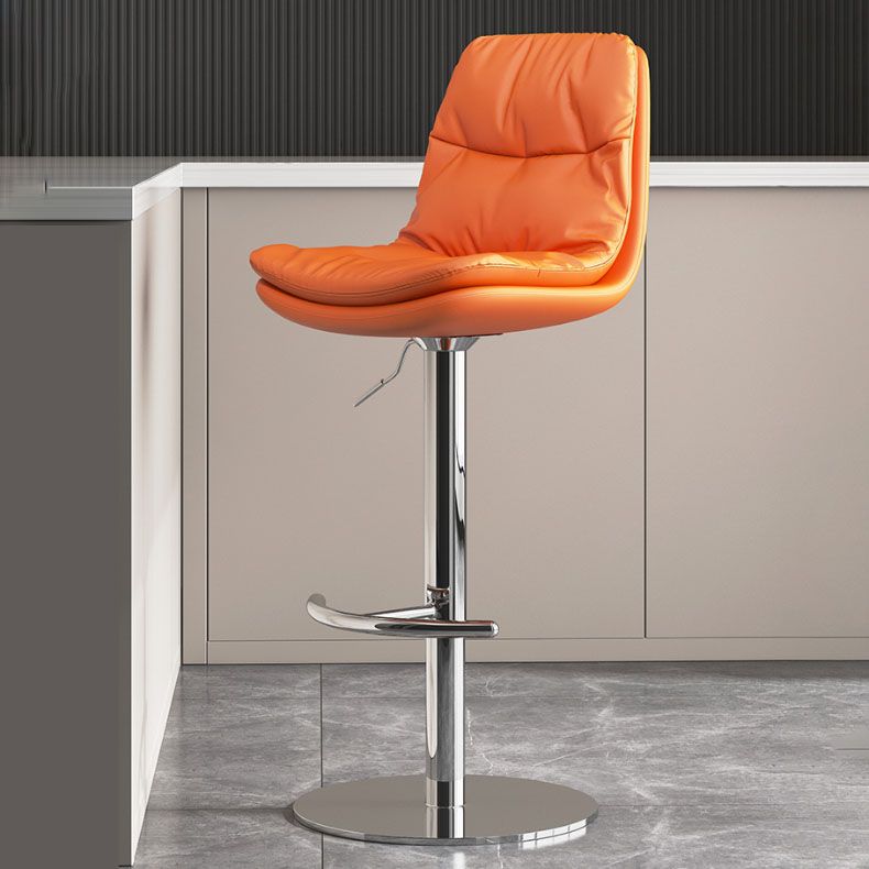 Upholstered Bar Stools Swivel Adjustable Height Bar Stool with Chrome Base