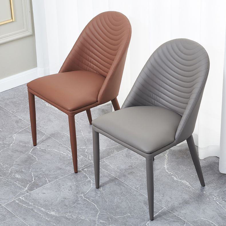 Sillas laterales sólidas sin brazos de diseño contemporáneo, sillas de comedor de cuero para el hogar