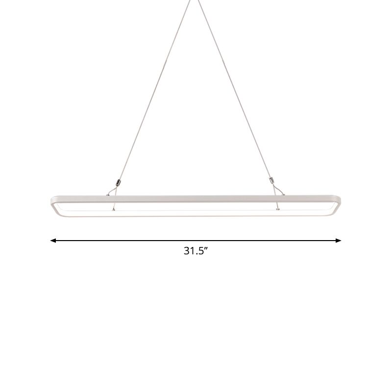23.5"/39"/47" L Dining Room LED Pendant Light Minimalistic White Island Lamp with Rectangle Acrylic Shade, Warm/White Light