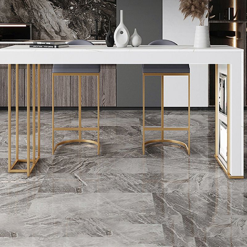 Glam Style Rectangle Bar Table 1/2/3 Pieces Stone Bar Table Set for Kitchen