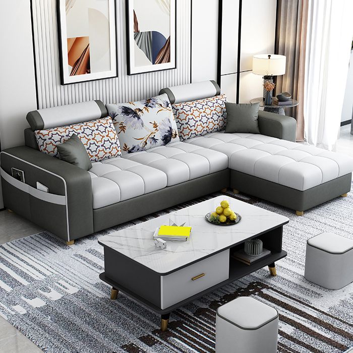 82.67"Long Square Arms Sofa for Living Room Contemporary with Sewn Pillow Back