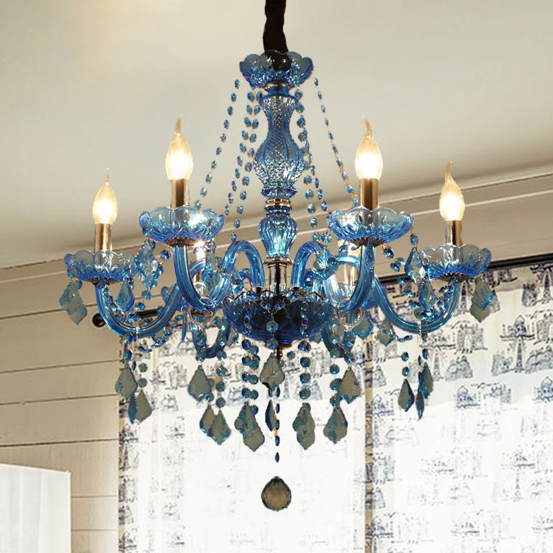 Candela/campana Crystal Crystal lampadario modernismo 6/18 lampadine blu luce sospesa con ombra/ombretta, 23,5 "/37,5"