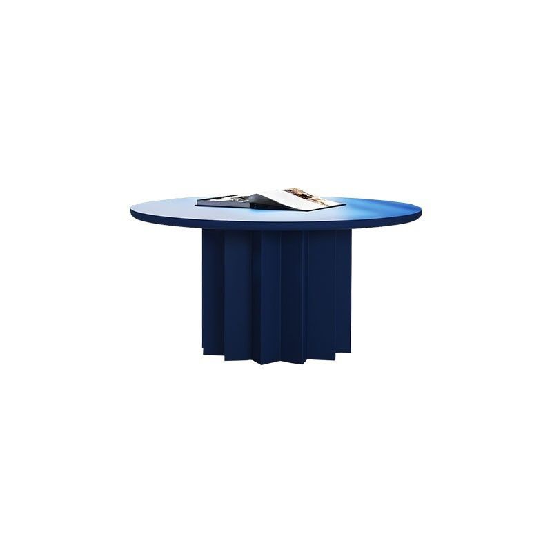 Contemporary Cocktail Table Solid Wood Round Pedestal Single Coffee Table