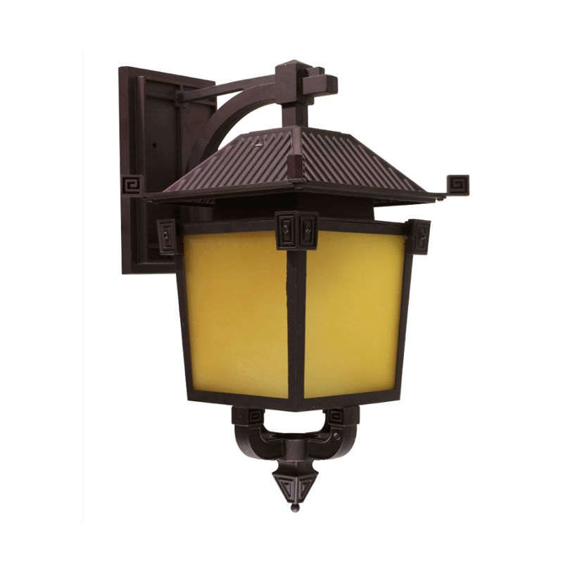 Lampada da parete per parete per vetro giallo retrò con bulbo singolo per cortile per cortile