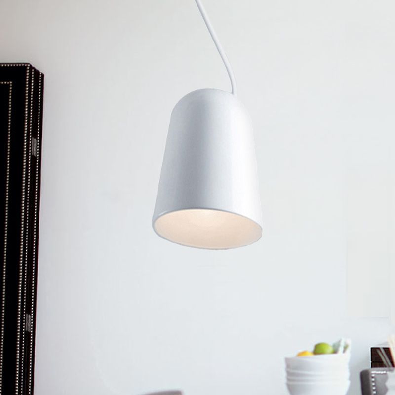 1 comedor ligero Luz colgante colgante con tono de metal Bell Lámpara de suspensión de estilo negro/blanco moderno