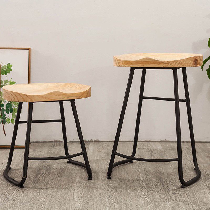 Modern Backless Armless Counter Stool Iron Cafe Bar Stool with Seat and Pedal