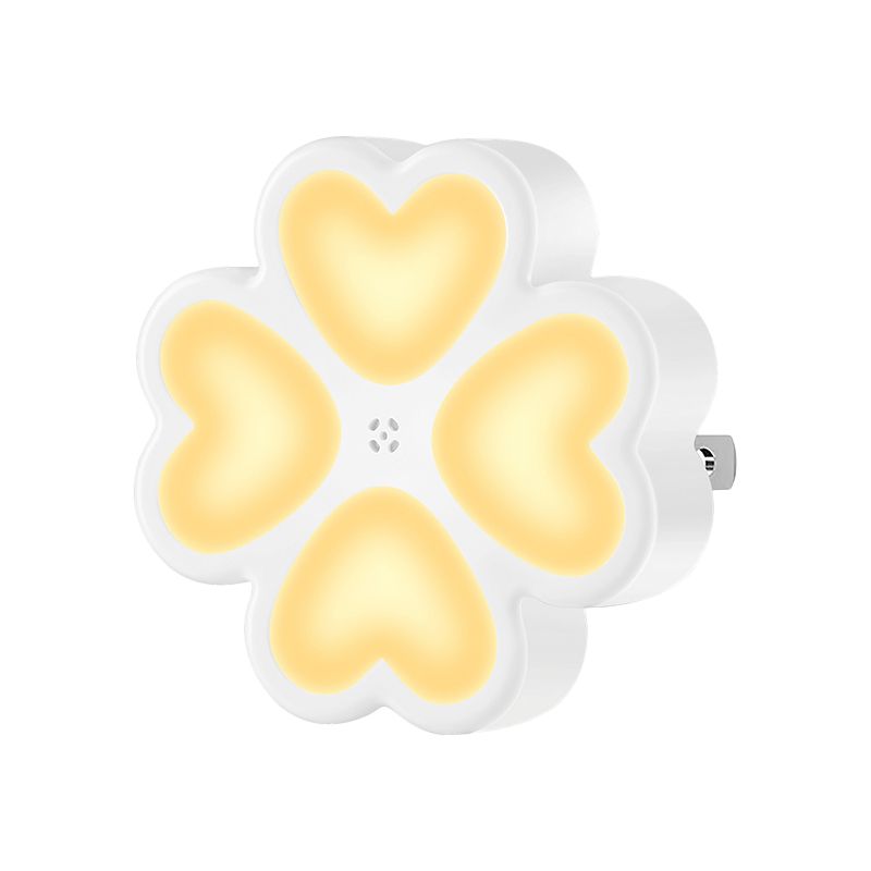 Lampada notturna da plug-in per trifoglio moderno a parete a parete a led con tonalità di plastica