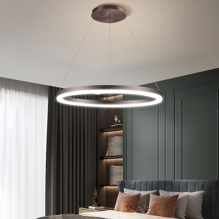 Moderne orbikuläre Form Kronleuchter Licht Metall 1 helle Kronleuchter -Beleuchtungsstoffe in Braun