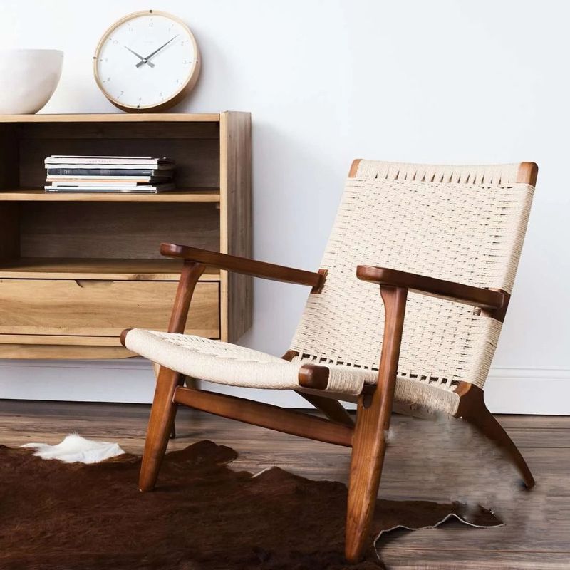 Solid Wood Frame Lounge Chair Living Room Accent Chair with Legs