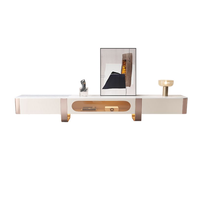 Modern Style Stone Top TV Cabinet Console White with 2 Drawers