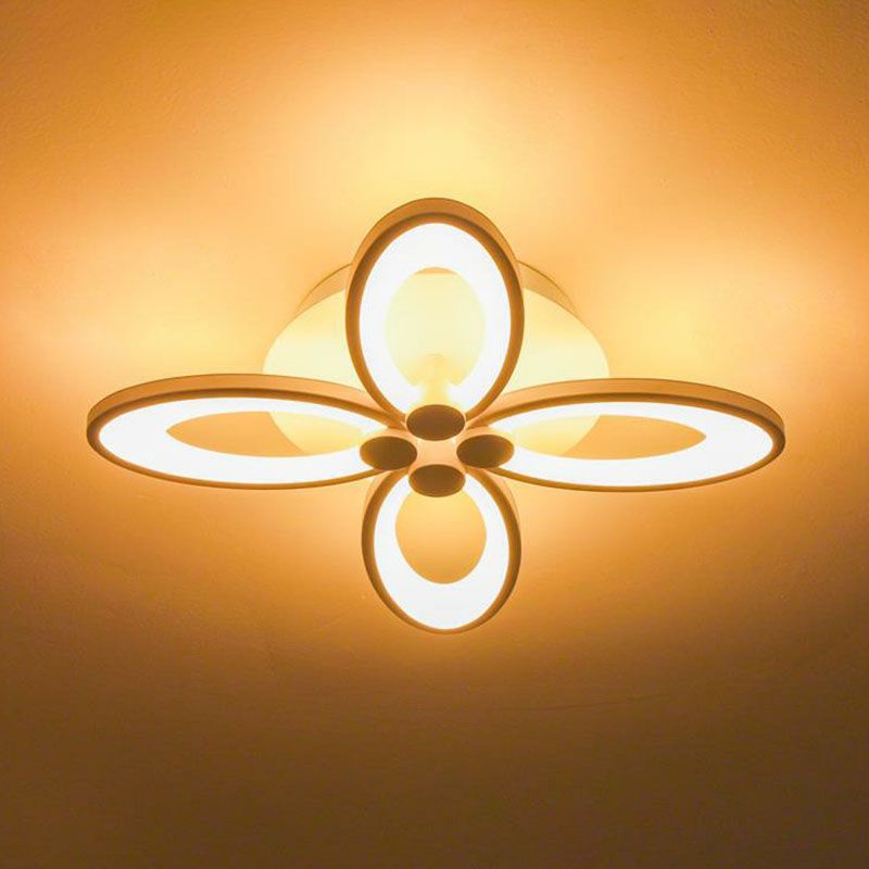 Elliptical LED Semi Flush Mount Modern Acrylic White Flushmount Ceiling Light for Living Room