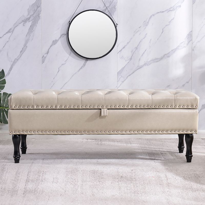 Rectangle Upholstered Bedroom Bench Modern Seating Bench with Wooden Base