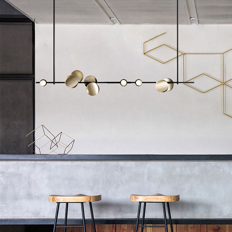 Modern Style Linear Hanging Pendant Lights Metal 9 Light Pendant Light Fixtures