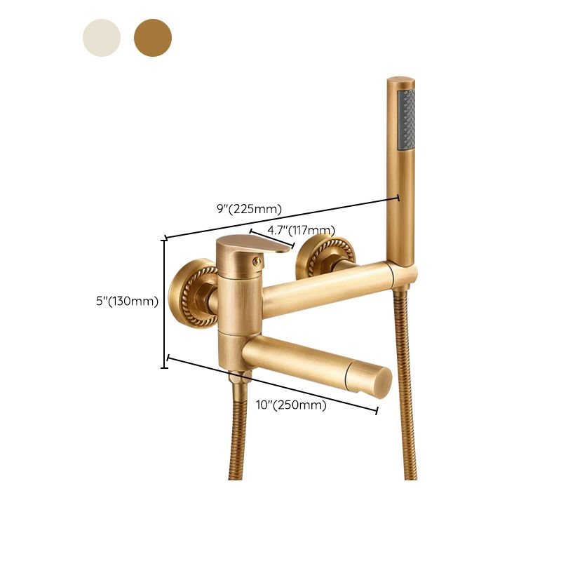 Wall Mounted Metal Tub Filler Low Arc Single Handle Tub Faucet Trim