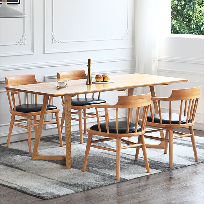 Contemporary Windsor Back Arm Chairs Leather Dining Chairs for Home