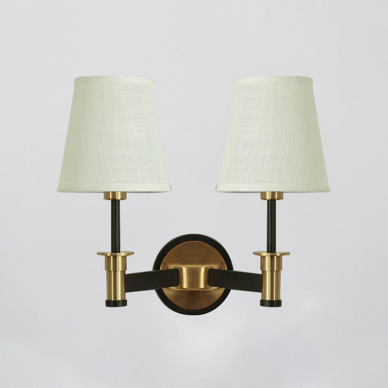 Fabric White/Beige Wall Hanging Light Conical 2 Lights Countryside Wall Mounted Lighting