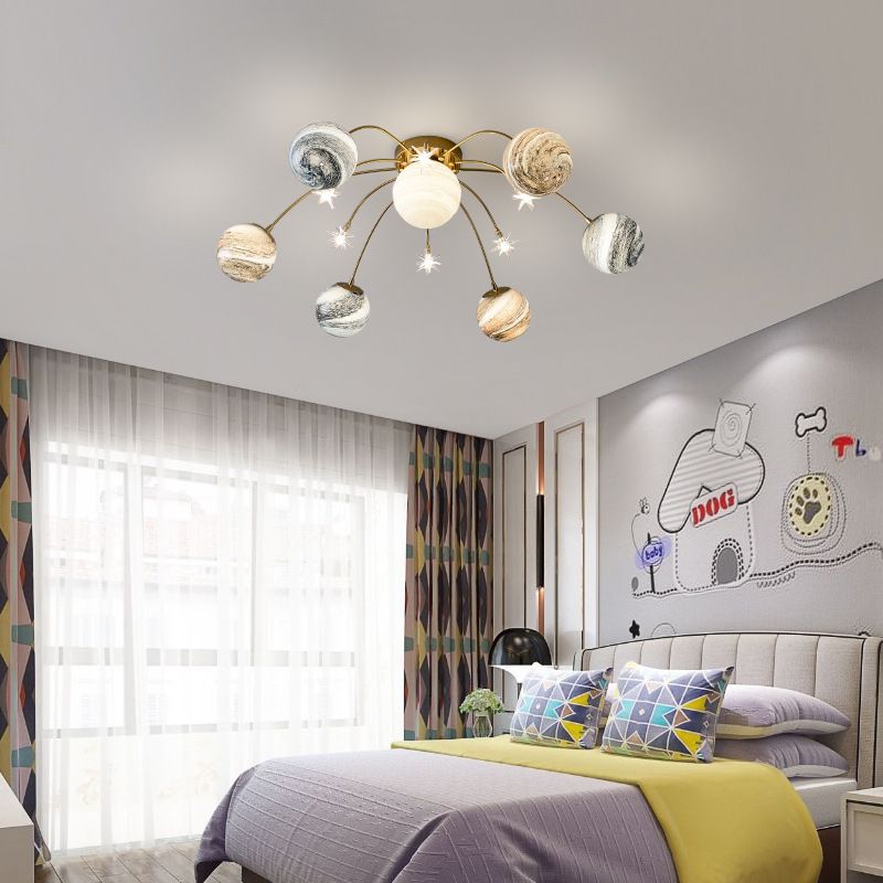 Planet Kids Room Flush Mount Lampe enracinée LIGHT DE 12 LIGHT NORDIQU