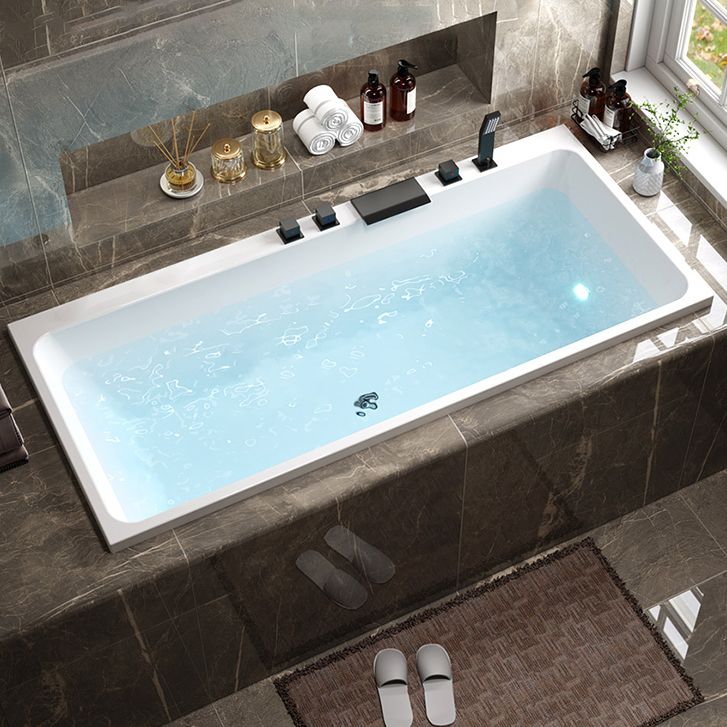 Modern Rectangular Drop in Bathtub Acrylic Soaking White Bath